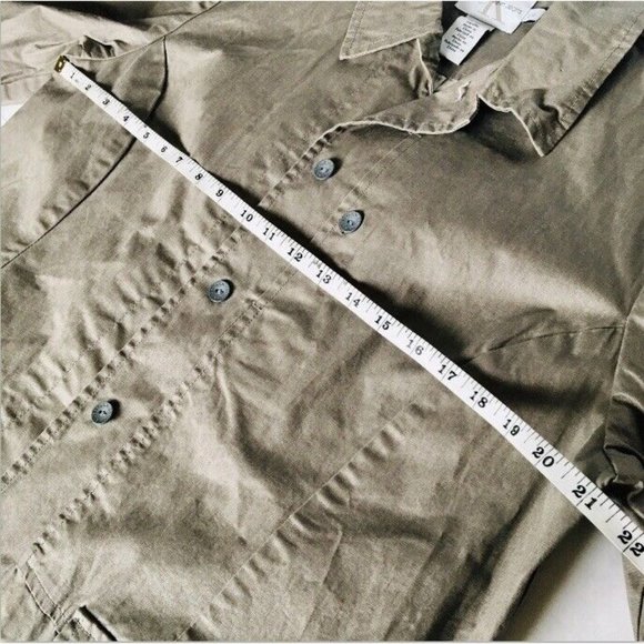 CALVIN KLEIN Trench Coat Large Hidden Buttons Taupe Mid Length Waxed Cotton Feel - Picture 5 of 6